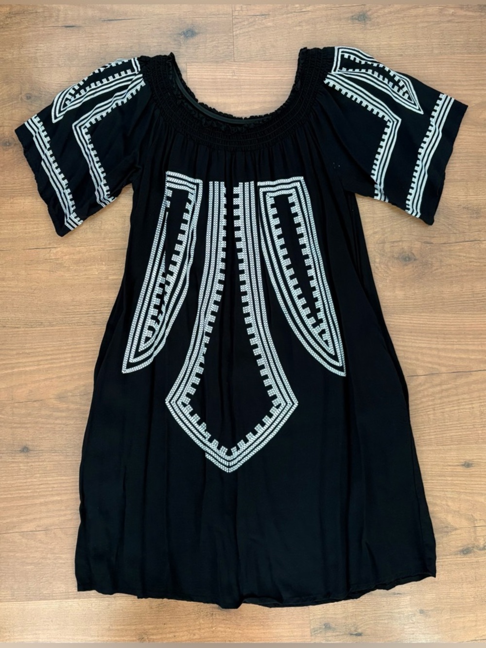 Xhilaration Black Mini Dress with White Pattern Detail
Size M